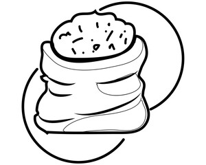 brown cereal bag, Agribusiness industry concept with a flat, line art icon.