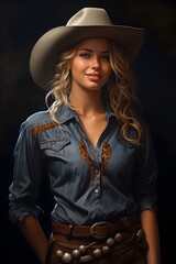 Youthful Cowgirl with Cowboy Hat