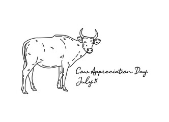 line art of cow appreciation day good for cow appreciation day celebrate. line art. illustration.