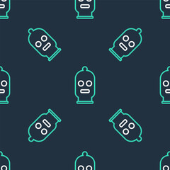 Line Balaclava icon isolated seamless pattern on black background. A piece of clothing for winter sports or a mask for a criminal or a thief. Vector