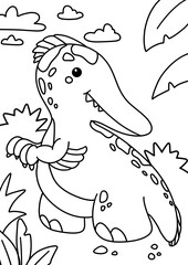 coloring page dinosaur gallimumus for children kids only outline lineart black and white
