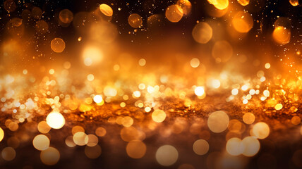 Glittering gold bokeh background. Generative AI