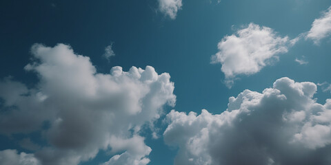 Blue sky clouds background, Beautiful landscape with clouds and orange sun on sky