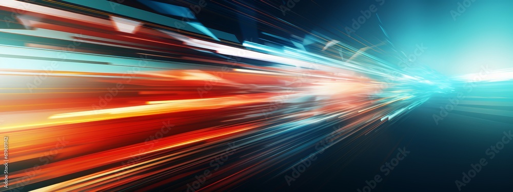 Aufkleber abstract blue orange geometric speed futuristic technology texture with glowing 3d lines lights shap