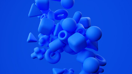 Abstract blue geometric shapes on blue background.