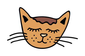 Hand drawn cat muzzle clipart. Cute pet face doodle
