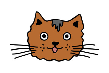 Hand drawn cat muzzle clipart. Cute pet face doodle