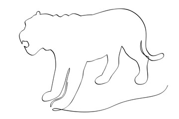 simple vector hand draw sketch tiger or big deer, isolated on white