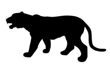 simple vector silhouette tiger or big deer, isolated on white
