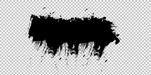 Abstract grunge paint stripe black. Modern Textured shape on transparent background