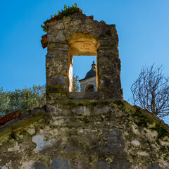 Obraz premium Old church in the abandoned village of Gorny Stoliv, Montenegro