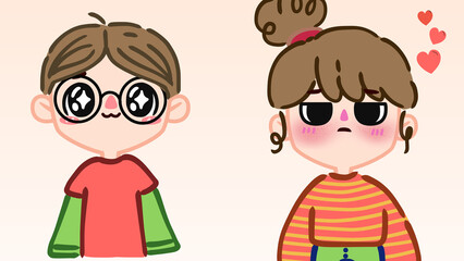 cute chibi couple desktop background