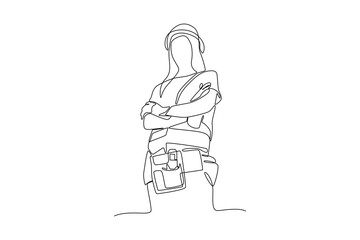 Continuous one line drawing Labor Day concept. Single line draw design vector graphic illustration.