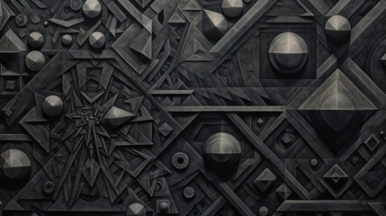 background with glowing lights, black geometry, generative ai