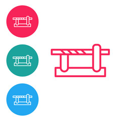 Red line Parking car barrier icon isolated on white background. Street road stop border. Set icons in circle buttons. Vector