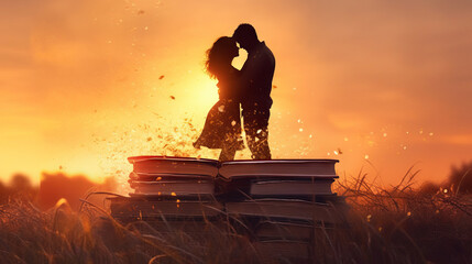 Hot book cover for romantic novel, generative ai