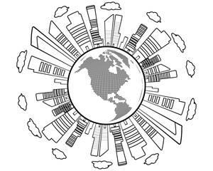 earth conservation ,Business technology and science concept, flat-styled line art icon.