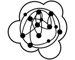 particle motion ,Business technology and science concept, flat-styled line art icon.