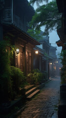 Fototapeta premium chinese street at night, generative ai