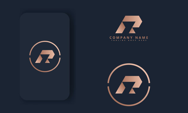 Initial Letter And Number Logo, R And 1, R1, 1R, Negative Gold Black Background