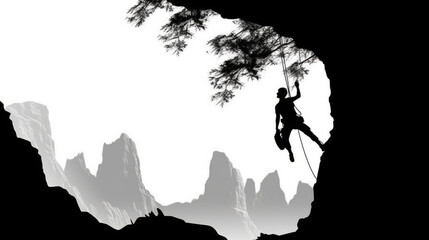 silhouette of a person on mountain, generative ai