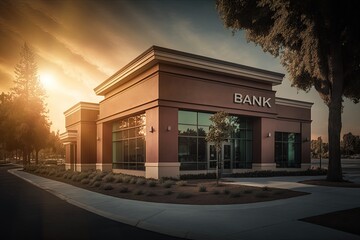 generic American bank in the United States of America. It symbolizes stability, security, and the importance of the banking industry to the US economy in the Silicon Valley. AI-Generated - 619697707