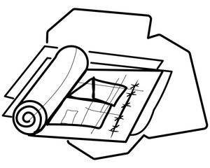 house construction plan ,business concepts for the construction sector that feature flat designs and line art icons.