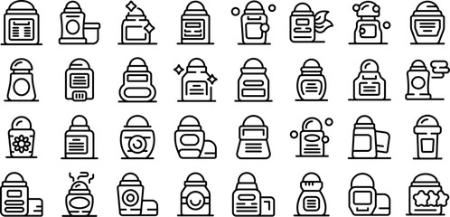 Roll-on deodorant icons set outline vector. Fashion spa. Face skin