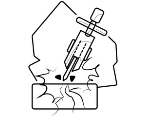 ground drilling ,business concepts for the construction sector that feature flat designs and line art icons.