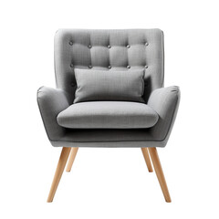 Gray Scandinavian armchair isolated on transparent background. Png furniture elements for interior design.  - obrazy, fototapety, plakaty