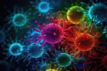 abstract colorful virus background AI generated