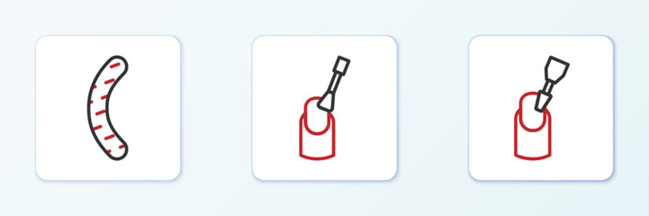 Set line Milling cutter for manicure, Nail file and icon. Vector