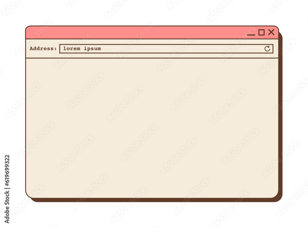 Poster retro vaporwave desktop browser in vibrant color. 80s 90s old computer user interface graphics with 
