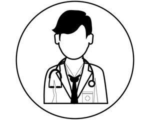 doctor ,medicinal business concepts, a line-art emblem, and flat design.
