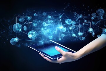 Smartphone with a magic screen in hand, Generative AI