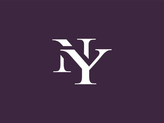 Letter NY serif font typography logo with classic modern style for signature symbol, personal brand, wedding monogram, etc.