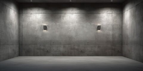 Dark Concrete Wall Room with Floor Empty Garage Interior Background, generative ai
