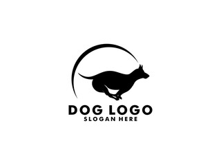 Dog logo vector, simple minimal dog care logo design, silhouette dog logo