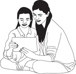 Fototapeta premium Mother's Line Art