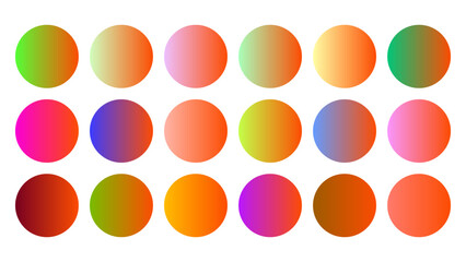 Colorful Tangelo Color Shade Linear Gradient Palette Swatches Web Kit Circles Template Set
