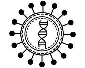 RNA virus and corona virus ,medicinal business concepts, a line-art emblem, and flat design.