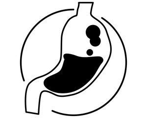 stomach ,medicinal business concepts, a line-art emblem, and flat design.