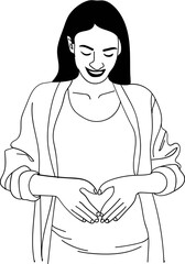 Pregnant Line Art 