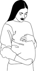 Pregnant Line Art 