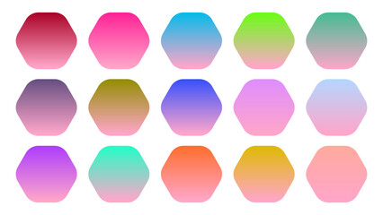 Colorful Carnation Color Shade Linear Gradient Palette Swatches Web Kit Rounded Hexagons Template Set