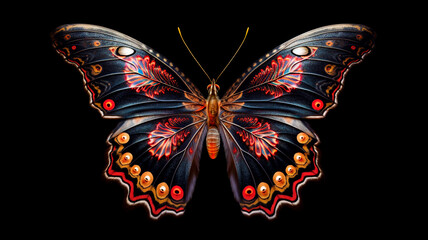 Plakat Spirit animal butterfly on black background. Generative AI