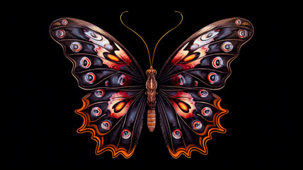 Obraz na płótnie Canvas Spirit animal butterfly on black background. Generative AI