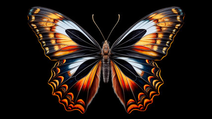 Spirit animal butterfly on black background. Generative AI