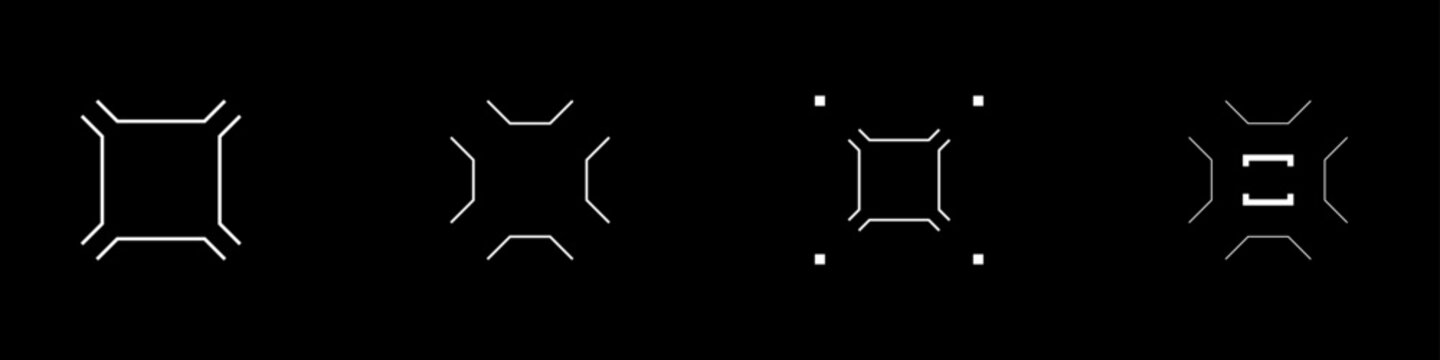 Cyberpunk style cross aim set. Cross targets, aims, sights, and crosshairs. A pack of futuristic targets. A vector collection of cyberpunk design elements
