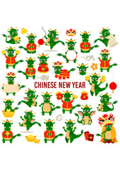 Fun package of green dragon Chinese New Year party with set digital elements